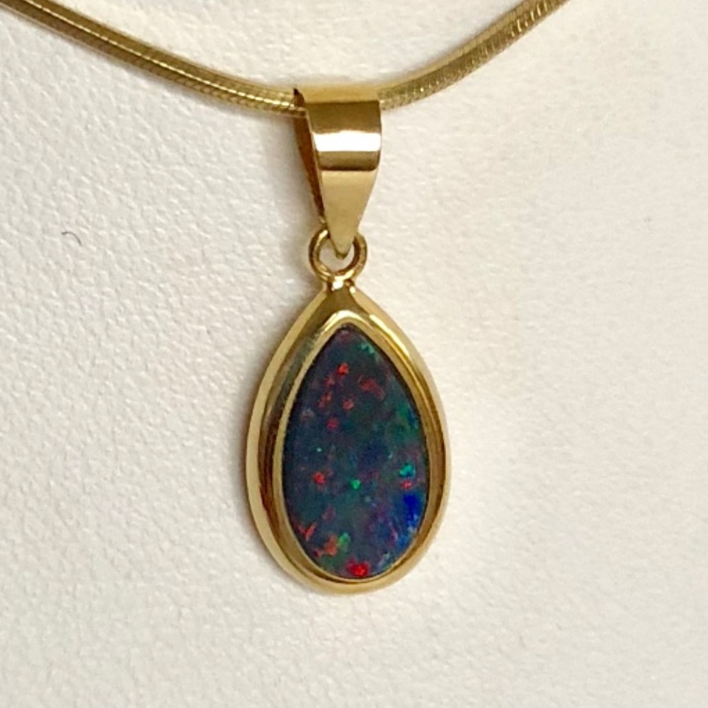 14k Natural Australian Boulder Opal Pendant